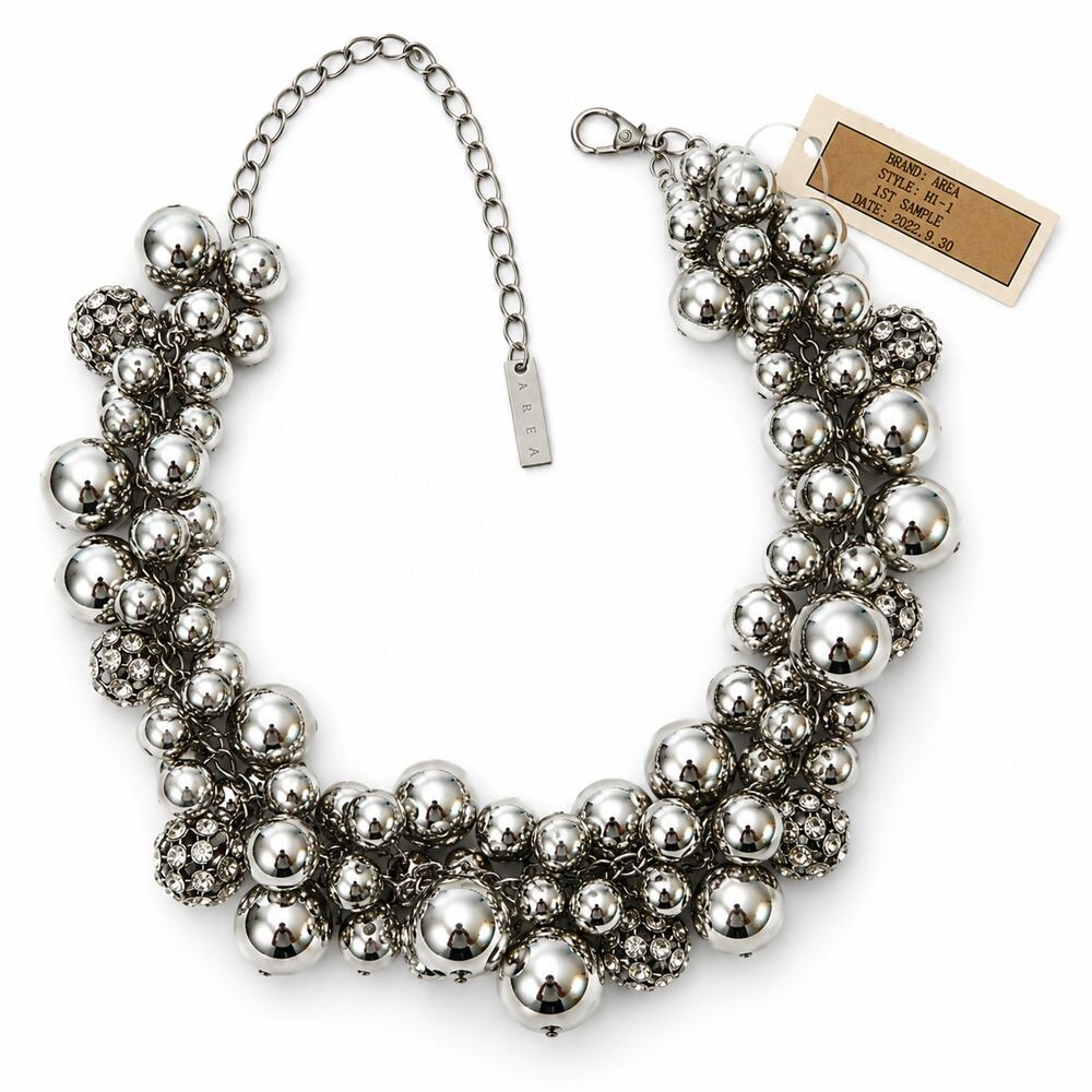 AREA 1st Sample Bubble Statement Necklace HI-1 Silver Tone Crystal Rare